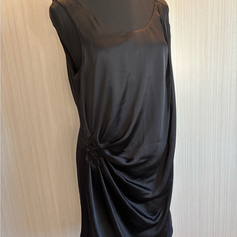 H&M Black Asymmetrical One Shoulder Ruched Mini Cocktail Dress Size 8